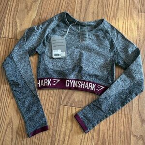 Gymshark Flex crop top charcoal/deep plum size small nwt